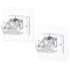 2PCS No Drill Curtain Rod Brackets Wall Mount Hooks for Bathroom Kitchen (Clear)