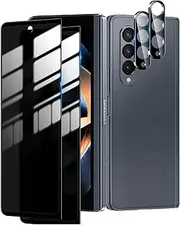(2+2PCS) RUNGOS for Samsung Z Fold 4 Privacy Screen Protector Tempered Glass, with Camera Lens Protector [2.5D Full Coverage] Anti Spy Privacy Screen for Samsung Galaxy Z Fold 4 Screen Protector