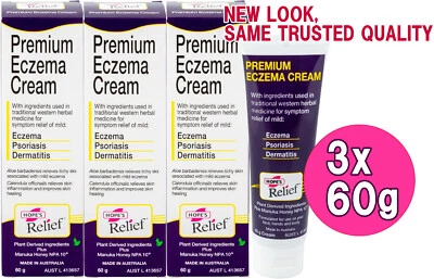 3x 60g Hopes Relief Cream Premium Natural Eczema Psoriasis Dermatitis Hope's