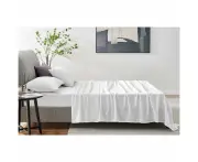 1200TC Cotton Bed Sheet Set White - Double