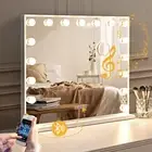 Vanity Makeup Mirror with Lights Hollywood LED Mirrors Stand, Bluetooth Speaker