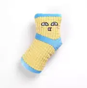 Sock Dog Toy Plush Cat Squeak Fetch Play Teething Textured Pet Toy Yellow New