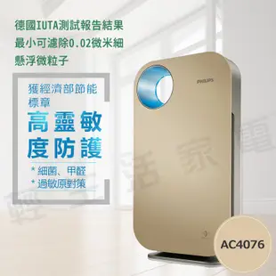 台灣出貨 刷卡分期 PHILIPS 飛利浦 空氣清淨機 高效濾淨 AC4076