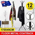 12 Hook Coat Hanger Stand Storage Black 3-Tier Hat Clothes Rack Metal Tree Style