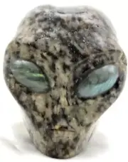 XL Incredible GARNET Crystal ALIEN Head with LABRADORITE Gem Eyes Paperweight
