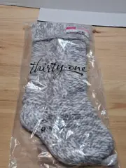Thirty One Luxe Chunky Knit Stocking Whisper Grey 17" Long Christmas New