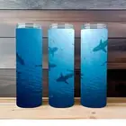 20 oz Skinny Straight Sealife Ocean Life Shark Week Tumbler Cup Drink w/ Straw