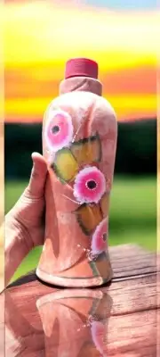 Clay water bottle Terracotta Ceylon handmade friendly Self-Cool Health Painted