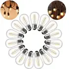 24 PACK S14 Shape E27 Screw 2W LED Filament Clear Glass Bulbs Warm White 2700K