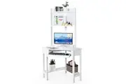 Giantex Home Office Corner Desk Modern Computer Desk w/Keyboard Tray & CPU Stand Study and Writing Desk White