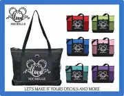 MINNIE HEARTS LOVE PERSONALIZED MONOGRAM NAME DISNEY INSPIRED TOTE PURSE BAG ZIP