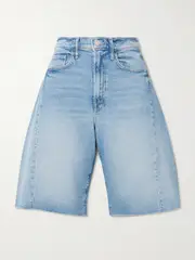 [Mother] Mother - The Half Pipe Bermuda Fray Denim Shorts - Light denim - 29 29 Blue