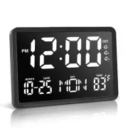 JALL 10.5" Digital Clock with Large Display, Calendar Day and Date, DST, Temp...