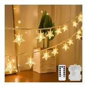 Star String Lights Battery Operated Waterproof 40 LED 20 FT Star Warm White