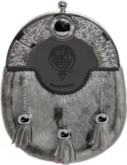 MacKinnon Dress Sporran 3 Tassels Studded Celtic Arch Scottish Clan Crest