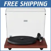Elegant Mahogany Bluetooth Turntable with Low Vibration Motor & Built-in Preamp