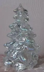 Christmas Holiday Tree - Crystal Carnival Glass - Mosser USA - Large 8"