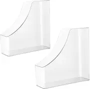 Tofficu 1set File Storage Box Office Folders Magazine Folder Clear Magazine Holder File Boxes Desktop Paper Organizer Office Storage Boxes with Lids File Rack Plastic Transparent 2pcs
