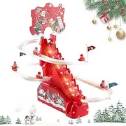 Climbing Stairs - Christmas Santa Climbing Track Toy | Electric Slide Track | Funny Roller Coaster Track | Playset Electric Slide Toy Escalator Toy with Lights for Boys Girls