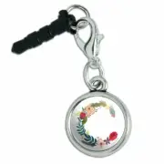 Letter C Floral Monogram Initial Mobile Cell Phone Headphone Jack Charm