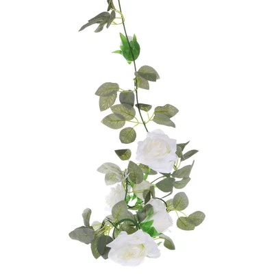 6pcs Artificial Rose Flowers Garland Vine Silk Wildflower Garland, White