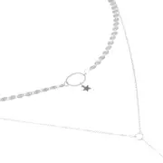 3PCS Trendy Sequin Tassel Stars Clavicle Necklace Women Choker SILVER COLOR
