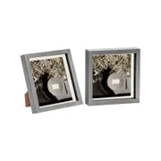 Nicola Spring Acrylic 3D Box Photo Frames with 6" x 6" Mounts - 8" x 8" - Grey - Pack of 2