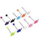 10Pcs Stainless Steel Lip Chin Labret Bar Tongue Ring Stud Tragus Piercing