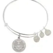 New Disney Alex and Ani Just Engaged Silver Bangle Charm Bracelet