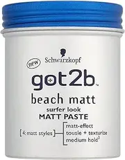 got2b Beach Styling Paste for Matte Surfer Looks, Hair Wax for Men for Scratching, Texturing or Taming without Gluing, Medium Hold (100 ml), Pack of 1