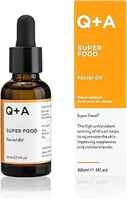 Q+A Super Food Facial Oil. A complexion enhancing face oil packed with 100% natural ingredients. 30ml/1fl.oz