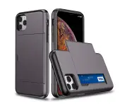 Shockproof Wallet Mobile Phone Case for iPhone11 ProMax - Gray