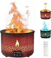 Quiet Volcanic Humidifier with Flame Diffuser: 300ml Spray Humidifier with 2 Fire Mist Modes Aromatherapy Diffuser for Home, Office (Red and Blue)