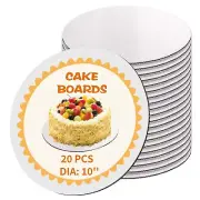 20 Pcs Cake Boards, White Cake Boards 10 inch Round, Food-graded Cardboard Ca...