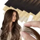 Tape In Real Remy Human Hair Extensions Thick Full Head Blonde Skin Weft Ombre