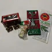 Vintage Lot-Xmas -Angel Tree Topper, Brite Star Icicles, 2 ANGEL Candle Holder