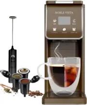 Hot and Iced Coffee Maker, Milk Frother, K Cup Single Serve Coffee Maker, Ground