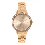 Eclipse Stainless Steel Round Rose Dial Rose Band Watch