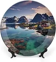 Decorative Ceramic Boho Display Plates with Porcelain Display Stand for Home Decor, 6 Inch