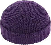 [Wedhapy] Short Beanie for Men Fisherman Beanie for Men Women, Knit Cuffed Lined Beanies Winter Warm Hat Skull Cap Unisex,Purple