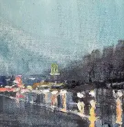 Original PAUL MITCHELL Oil Art Painting on Canvas Urban Impressionism 8" X 8" B