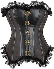 [OFFSUM] Women's Sexy Corset - Leather Corset Clothing Vintage Corselet Overbust Sexy Lingerie Large Size Lace Embroidery Strapless Backless Top