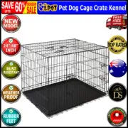 Pet Dog Cage Crate Kennel Cat Collapsible Metal Cages 48" Inch Playpen Pen Black