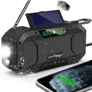 Emergency Radio Waterproof Bluetooth Speaker,Portable Digital AM FM Black
