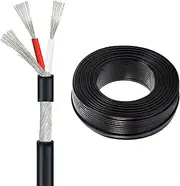 18AWG/20AWG 2-core Shielded Cable Tinned Copper Conductor Black PVC Insulation Tinned Copper Spiral Shield Suitable for Industrial Electronic Equipment(100ft(31M),20AWG-2C)