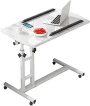Mobile Standing Desk Tilt Top Overbed Table Adjustable Overbed Bedside Steel Frame Locking Casters Rolling Laptop Desk