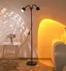 Sunset Floor Lamp Projector with 3D Ocean Wave, Colors Changing, Double heade...