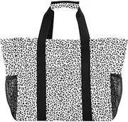 [sanluoli] Large Tote Bag For Women Foldable Tote Bag For Beach Waterproof with Handles Car, Leopard Print White Background, 1 size, Leopard Print White Background, 1 size