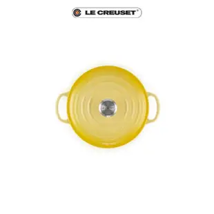 【Le Creuset】典藏琺瑯鑄鐵鍋圓鍋 18cm(閃亮黃-鋼頭)