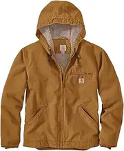 Carhartt Men's Relaxed Fit Washed Duck Sherpa-Lined Jacket